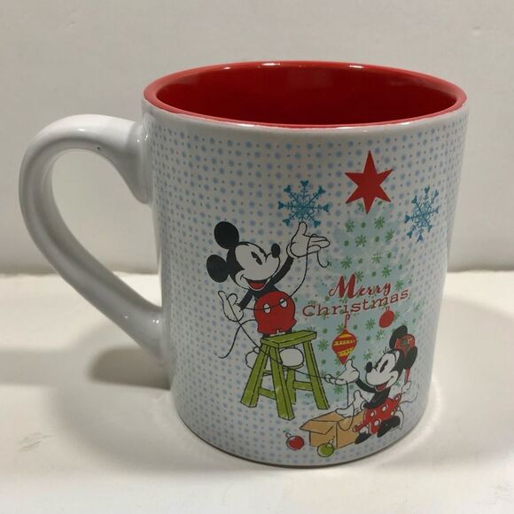 DISNEY'S MERRY CHRISTMAS MUG MICKEY AND MINI MOUSE 14 OZ CERAMIC MICROWAVE SAFE - Picture 2 of 5